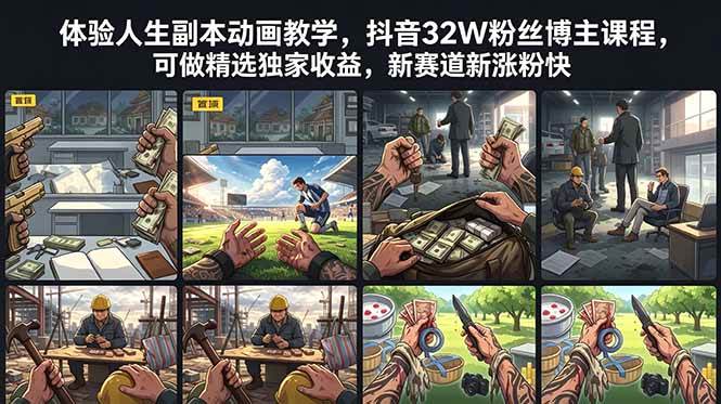 （18826期）体验人生副本动画教学， 抖音32W粉丝博主课程，可做精选独家收益，新赛道新涨粉快-钱途社