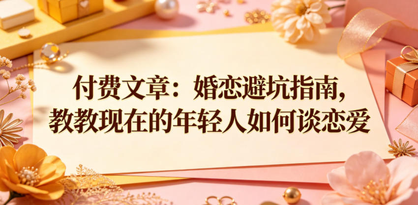 付费文章:婚恋避坑指南,教教现在的年轻人如何谈恋爱-钱途社