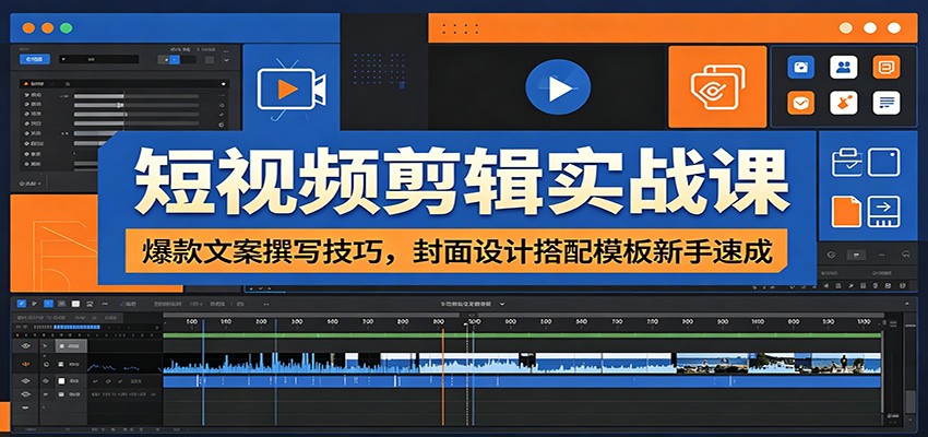 短视频剪辑实战课：爆款文案撰写技巧，封面设计搭配模板新手速成-钱途社