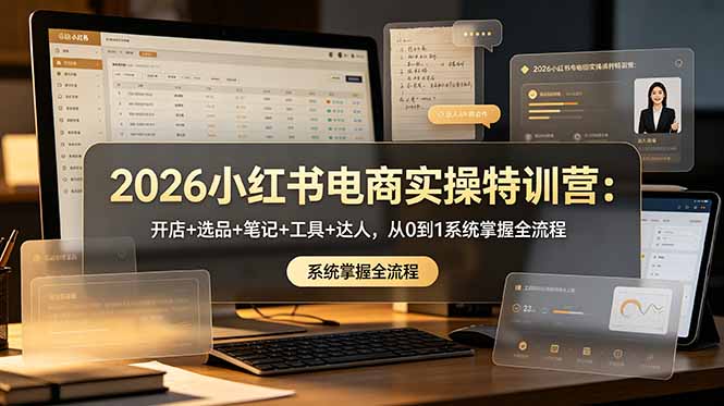 2026小红书电商实操特训营：开店+选品+笔记+工具+达人，从0到1系统掌握全流程-钱途社