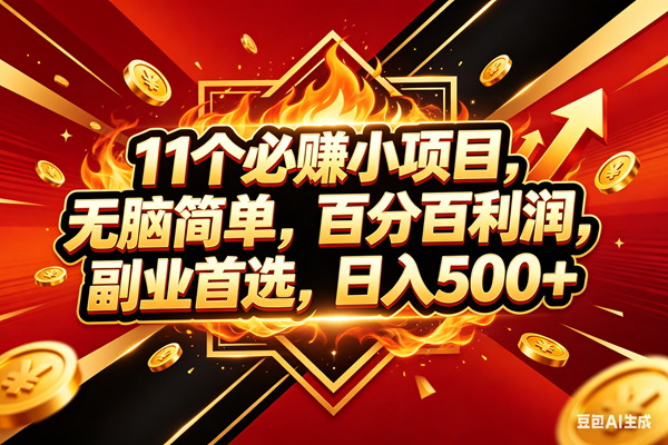 （18189期）11个必赚米小项目，百分百赚米，无脑简单，副业首选，日入500+-钱途社