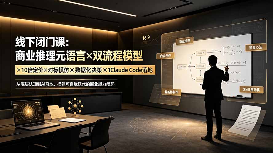 线下闭门课：商业推理元语言×双流程模型×10倍定价×对标模仿×数据化决策×Claude Code落地，击穿认知盲区-钱途社