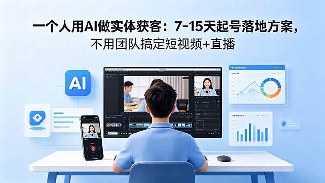 （18432期）一个人用AI做实体获客：7-15天起号落地方案，不用团队搞定短视频+直播-钱途社