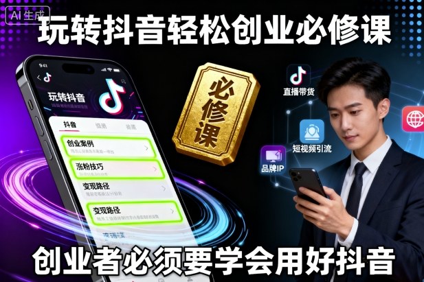 玩转抖音轻松创业必修课，创业者必须要学会用好抖音-钱途社
