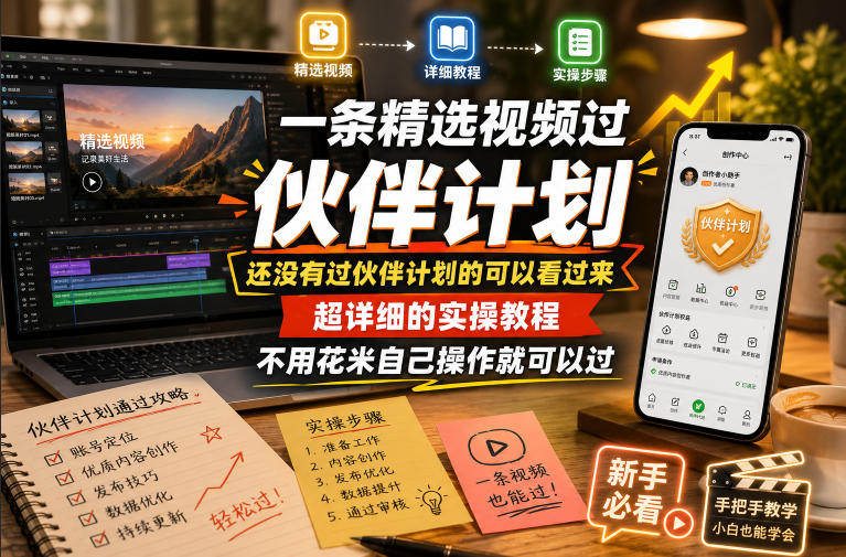 一条精选视频过伙伴计划，还没有过伙伴计划的可以看过来，超详细的实操教程，不用花米自己操作就可以过-钱途社
