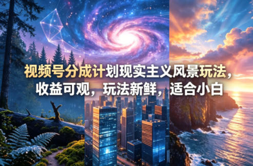 视频号分成计划现实主义风景玩法，收益可观，玩法新鲜，适合小白-钱途社