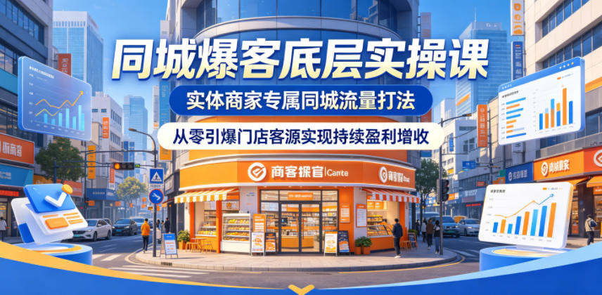 同城爆客底层实操课,实体商家专属同城流量打法,从零引爆门店客源实现持续盈利增收-钱途社