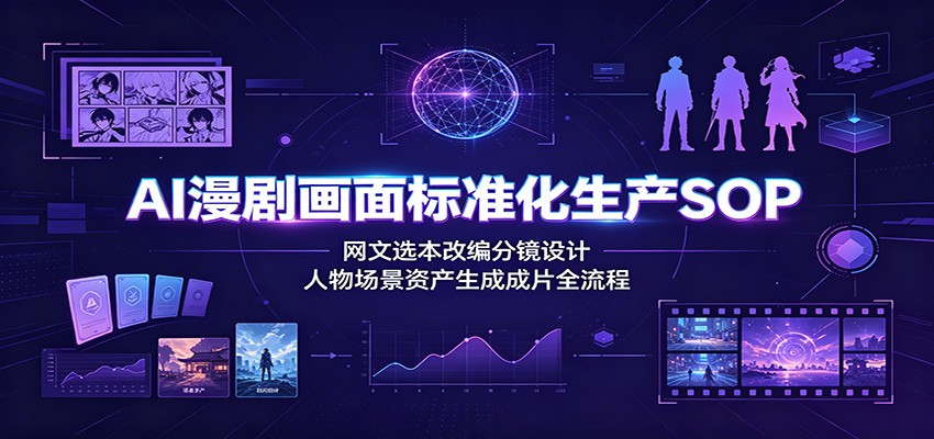 AI漫剧画面标准化生产SOP：网文选本改编分镜设计，人物场景资产生成成片全流程-钱途社