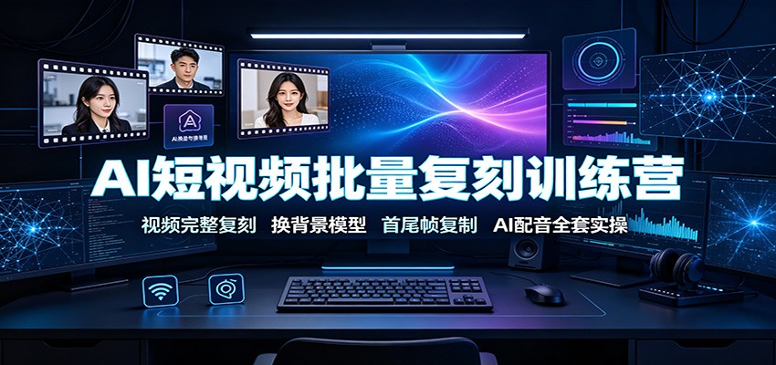 AI短视频批量复刻训练营：视频完整复刻，换背景模型、首尾帧复制、AI配音全套实操-钱途社