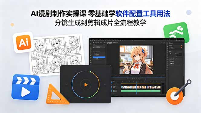 AI漫剧制作实操课 零基础学软件配置工具用法 分镜生成到剪辑成片全流程教学-钱途社