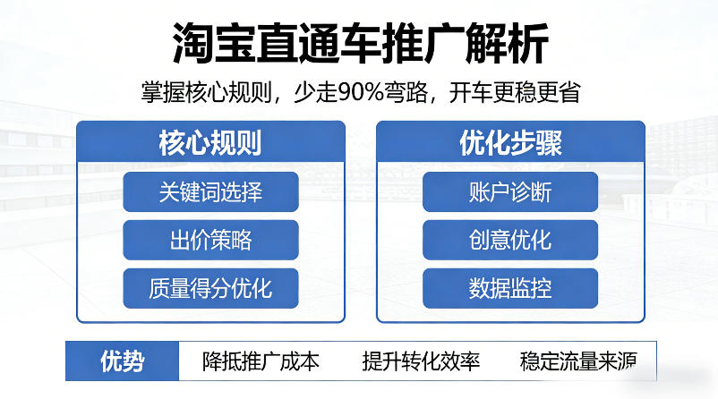 淘宝直通车推广解析，掌握核心规则，少走90%弯路，开车更稳更省-钱途社