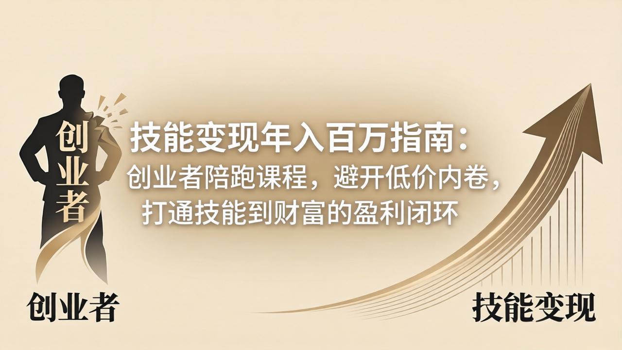 技能变现年入百万指南：创业者陪跑课程，避开低价内卷，打通技能到财富的盈利闭环-钱途社