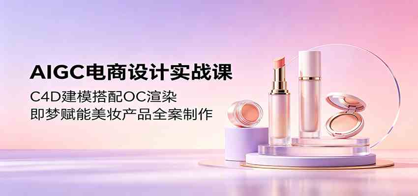 AIGC电商设计实战课：C4D建模搭配OC渲染，即梦赋能美妆产品全案制作-钱途社