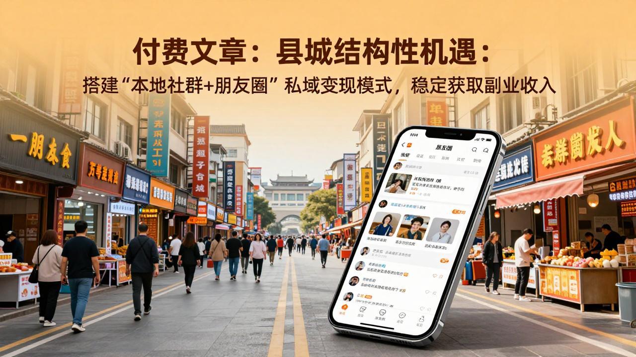付费文章：县城结构性机遇：搭建“本地社群+朋友圈”私域变现模式，稳定获取副业收入-钱途社