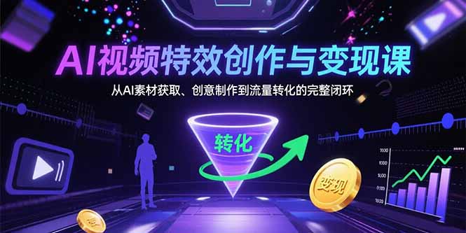 AI视频特效创作与变现课：从AI素材获取、创意制作到流量转化的完整闭环-钱途社