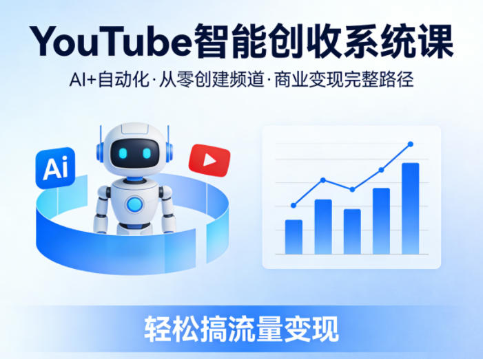 YouTube智能创收系统课,AI+自动化,从零创建YouTube频道并实现商业变现的完整路径,轻松搞流量变现-钱途社