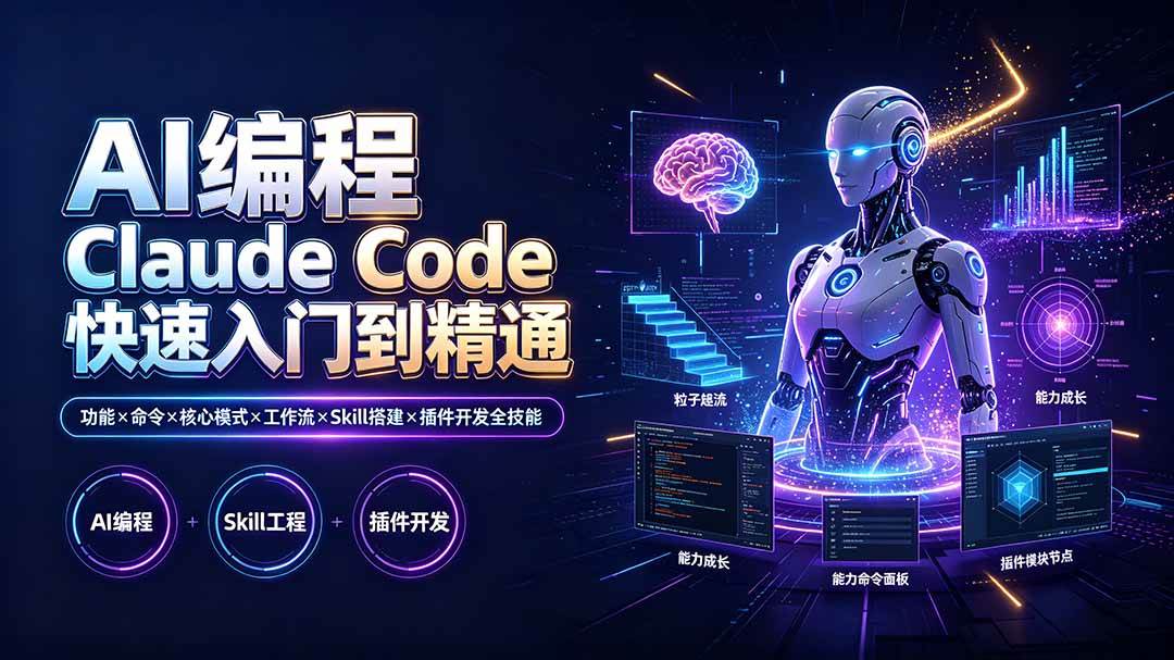 （19306期）AI编程 Claude Code快速入门到精通：功能×命令×核心模式×工作流×Skill搭建×插件开发全技能-钱途社