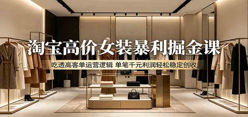 淘宝高价女装暴利掘金课：吃透高客单运营逻辑，单笔千元利润轻松稳定创收-钱途社