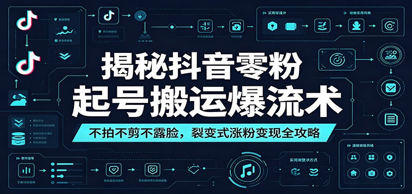 揭秘抖音零粉起号搬运爆流术：不拍不剪不露脸，裂变式涨粉变现全攻略-钱途社