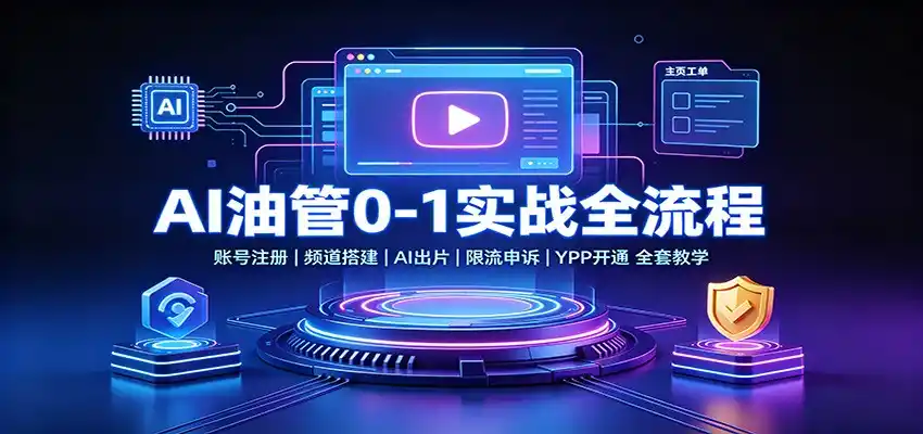 AI油管0-1实战：账号注册频道搭建，AI出片，限流申诉，YPP开通全套教学-钱途社