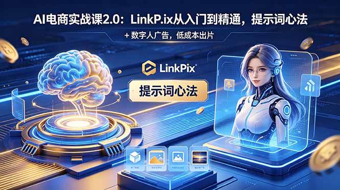 （18655期）AI 电商实战课2.0｜LinkPix 从入门到精通，提示词心法 + 数字人广告，低成本出片-钱途社