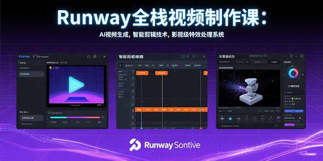 Runway全栈视频制作课：AI视频生成，智能剪辑技术，影视级特效处理系统-钱途社