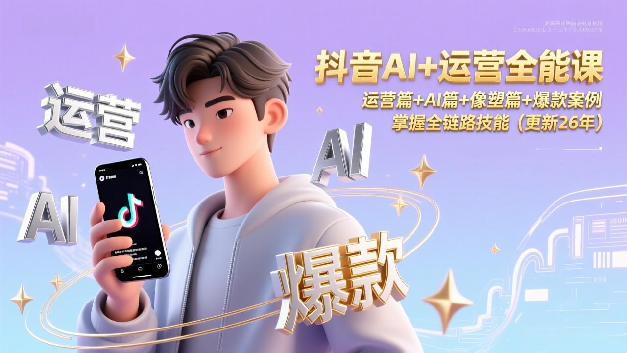 抖音AI+运营全能课，运营篇+AI篇+像塑篇+爆款案例，掌握全链路技能(更新26年-钱途社