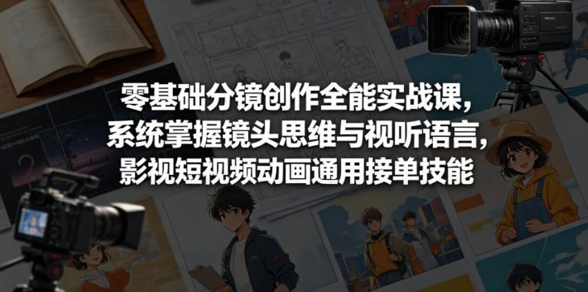 零基础分镜创作全能实战课，系统掌握镜头思维与视听语言，影视短视频动画通用接单技能-钱途社
