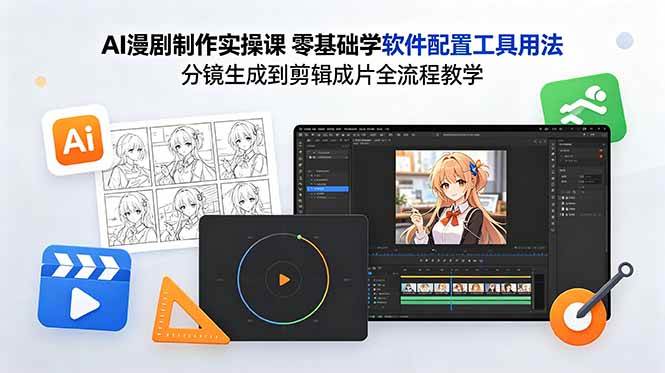 （18605期）AI漫剧制作实操课 零基础学软件配置工具用法 分镜生成到剪辑成片全流程教学-钱途社
