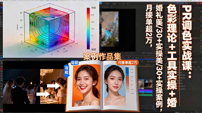 PR调色实战课:色彩理论+工具实操+婚礼医美/30+实操案例,月接单超2万-钱途社