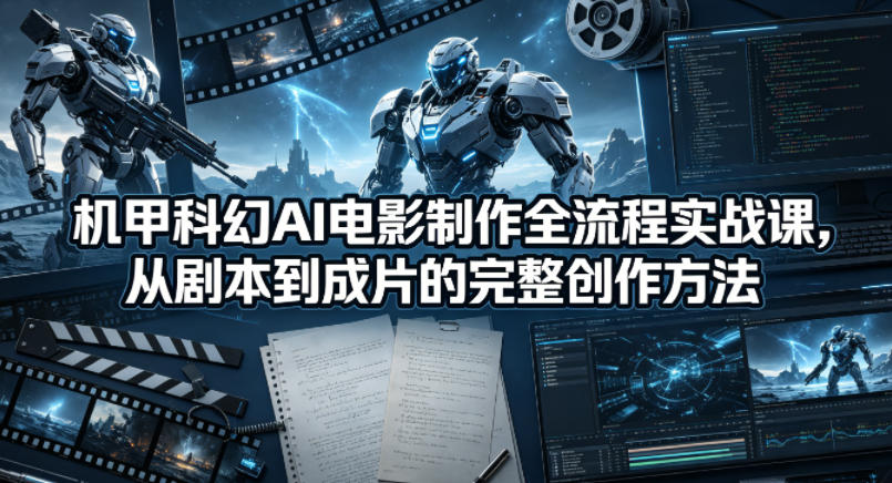 机甲科幻AI电影制作全流程实战课，从剧本到成片的完整创作方法-钱途社
