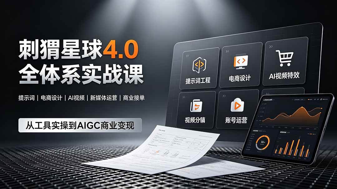 （19224期）刺猬星球4.0全体系实战课，覆盖提示词工程、电商设计、AI视频特效与新媒体运营，一站式掌握AIGC商业核心技能-钱途社