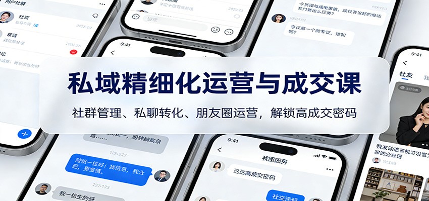 私域精细化运营与成交课：社群管理、私聊转化、朋友圈运营，解锁高成交密码-钱途社