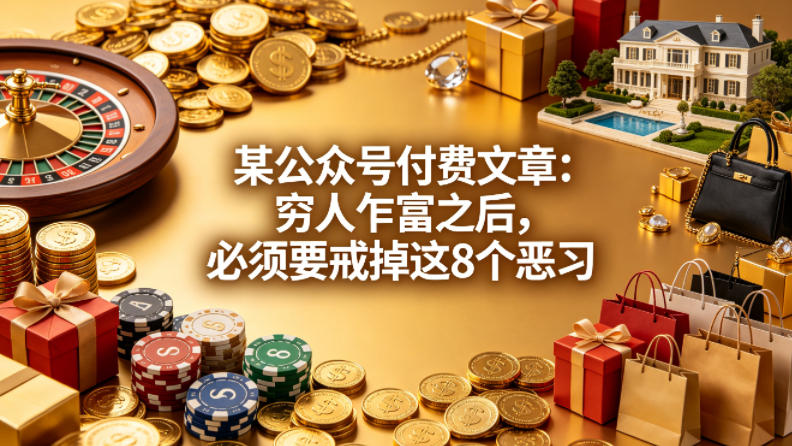 某公众号付费文章：穷人乍富之后，必须要戒掉这8个恶习-钱途社