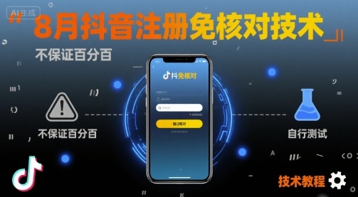 8月抖音注册免核对技术，不保证百分百，自测-钱途社