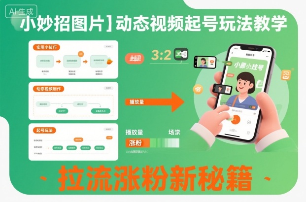 小妙招图片＋动态视频起号玩法教学，拉流涨粉新秘籍-钱途社