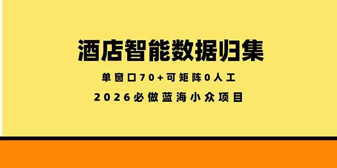 （18500期）酒店智能数据归集，小众蓝海已经稳定半年之久，单窗口70+零成本矩阵开干-钱途社