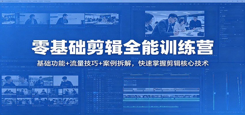 零基础剪辑全能训练营：基础功能+流量技巧+案例拆解，快速掌握剪辑核心技术-钱途社