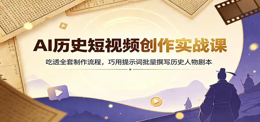 AI历史短视频创作实战课：吃透全套制作流程，巧用提示词批量撰写历史人物剧本-钱途社