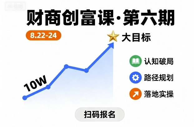 财商创富课第六期8月22-24号，如何从10W起步，一步步实现大目标-钱途社