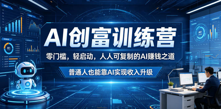 AI创富训练营，零门槛，轻启动，人人可复制的AI賺钱之道，普通人也能靠AI实现收入升级-钱途社