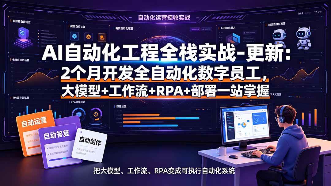 （19279期）AI自动化工程全栈实战-更新：2个月开发全自动化数字员工，大模型+工作流+RPA+部署一站式掌握-钱途社