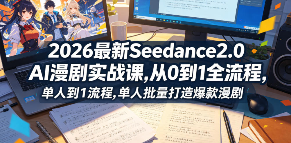 2026最新Seedance2.0 AI漫剧实战课,,从0到1全流程,单人批量打造爆款漫剧-钱途社