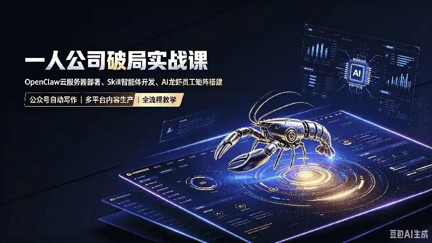 一人公司破局实战课｜OpenClaw云服务器部署、Skill智能体开发、AI龙虾员工矩阵搭建，公众号自动写作与多平台内容…-钱途社