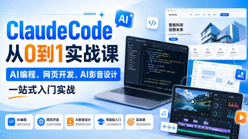 ClaudeCode从0到1实战课，AI编程、网页开发、AI影音设计一站式入门实战-钱途社