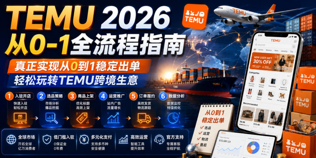 TEMU 2026从0-1全流程指南，真正实现从0到1稳定出单，轻松玩转TEMU跨境生意-钱途社