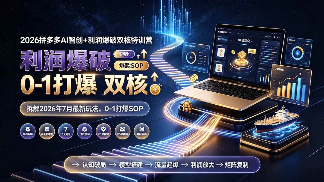 （19307期）2026拼多多AI智创+利润爆破双核特训营-拆解2026年7月最新玩法，0-1打爆SOP-钱途社