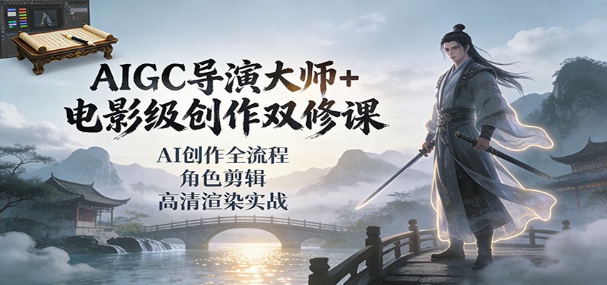 AIGC导演大师+电影级创作双修课:AI创作全流程、角色剪辑、高清渲染实战-钱途社