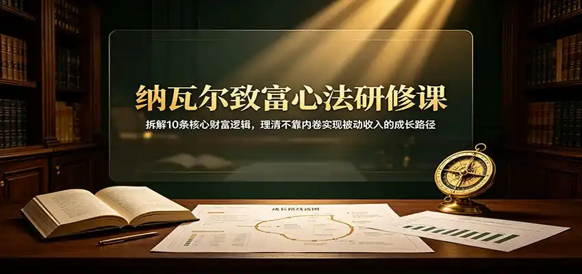 纳瓦尔致富心法研修课：拆解10条核心财富逻辑，理清不靠内卷实现被动收入的成长路径-钱途社
