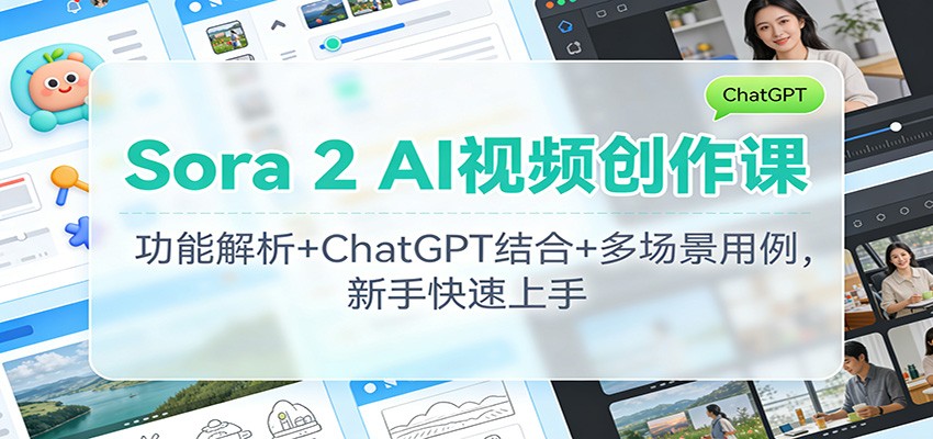 Sora 2 AI视频创作课:功能解析+ChatGPT结合+多场景用例,新手快速上手-钱途社